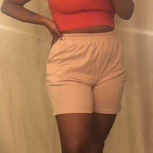 High waist tan shorts